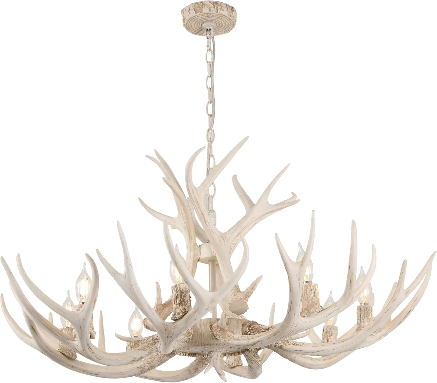 8-Light Resin Faux Horn Antler Chandelier