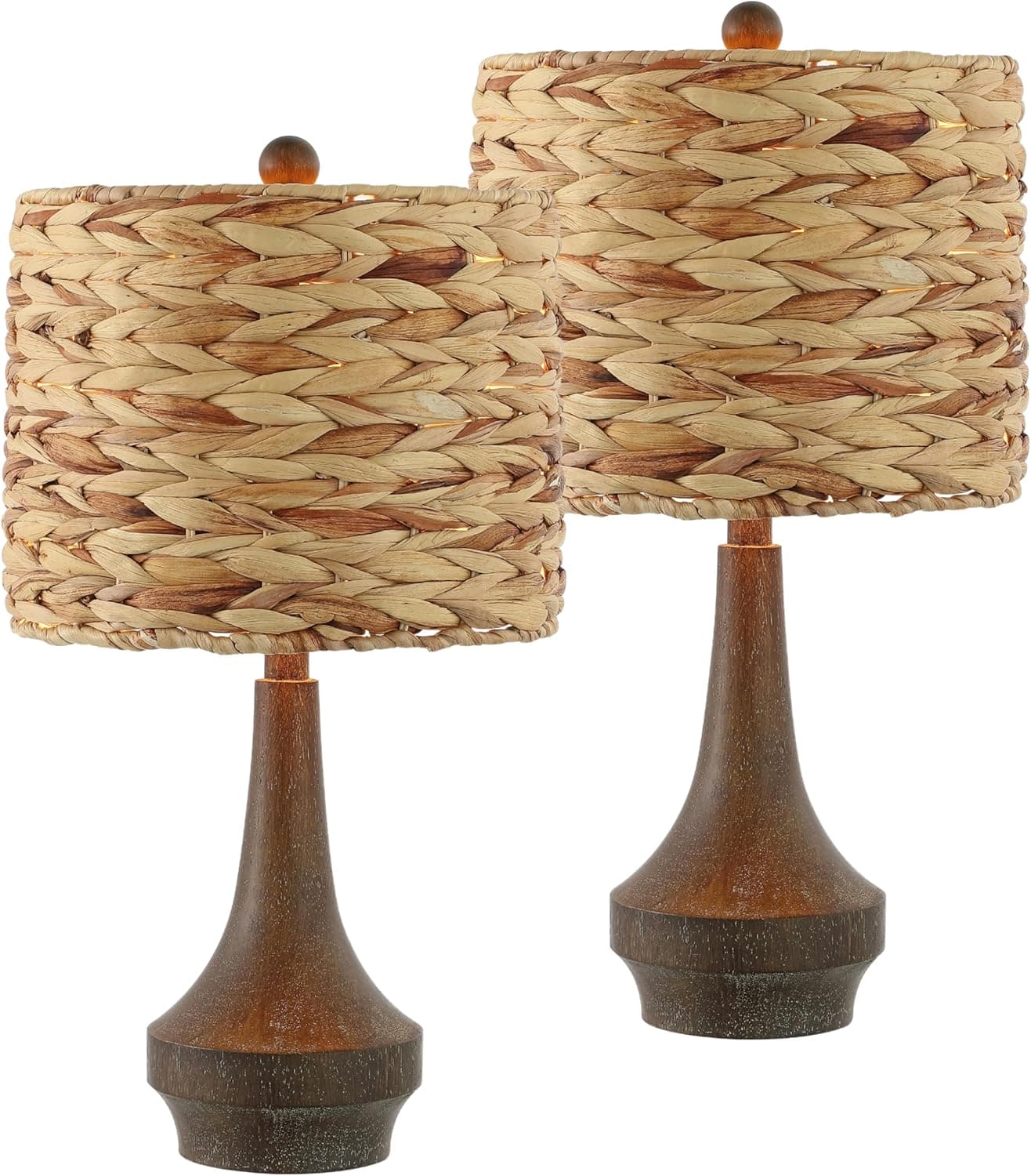 Brown Wood Gourd Table Lamp