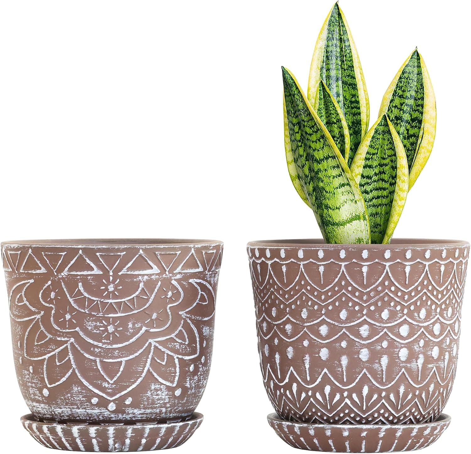 6 Inch Beaded Ceramic Planter Set